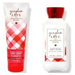 Bath & Body Works Gingham Love Body Cream and 24 Hour Body Lotion 8oz Set NEW